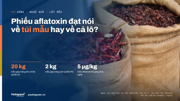 Lấy mẫu aflatoxin: phiếu đạt nói về túi mẫu hay về cả lô?
